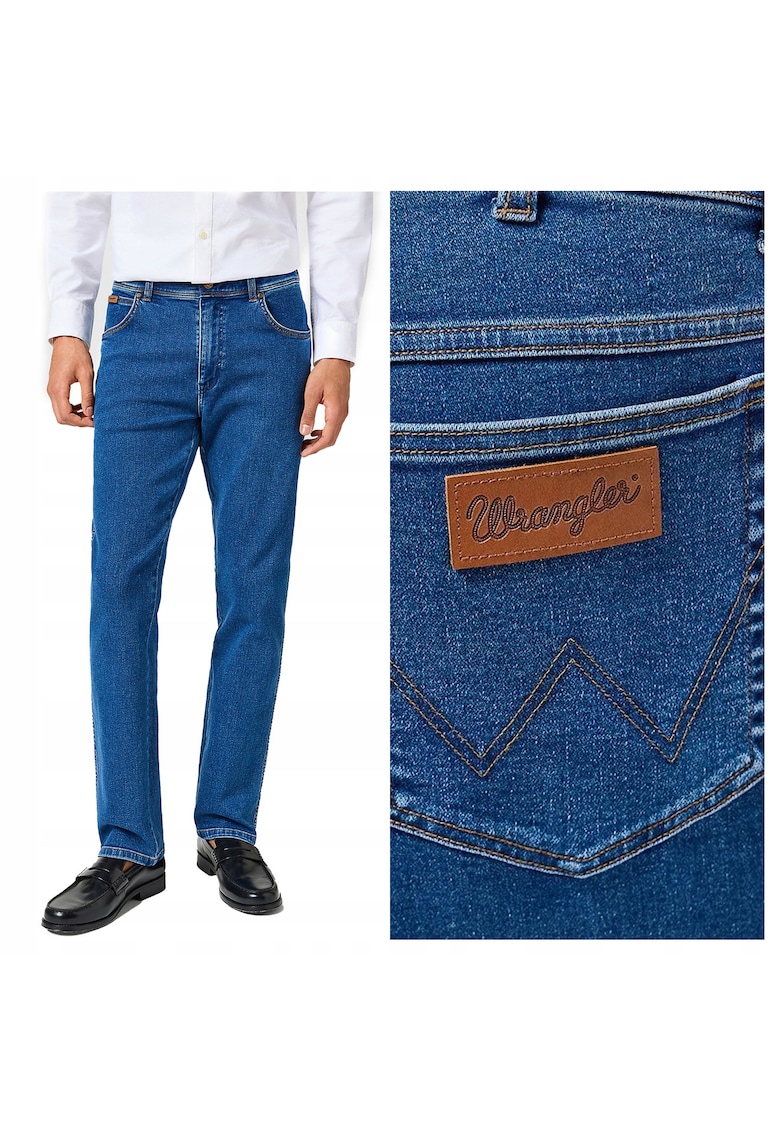 Blugi Barbati - Texas - Regular Fit - Talie Medie - Fermoar - Lungi - 5 Buzunare - Bumbac - Albastru - Albastru