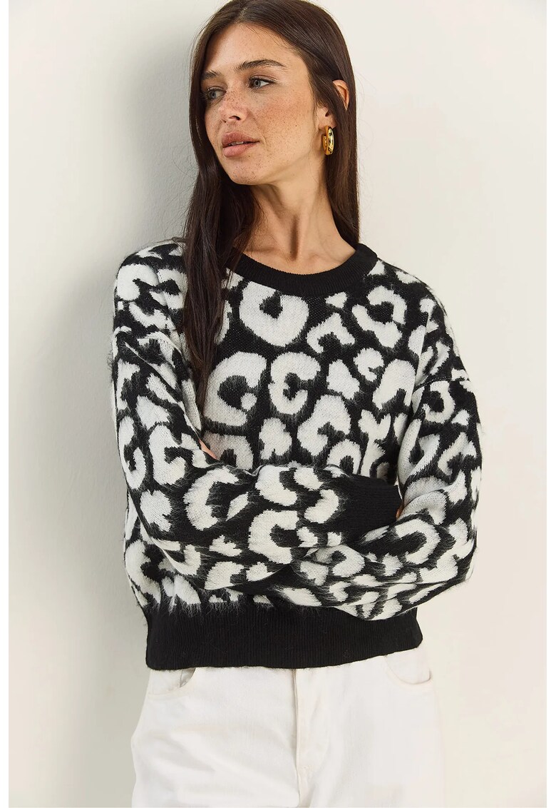 Pulover dama albnegru - One Size