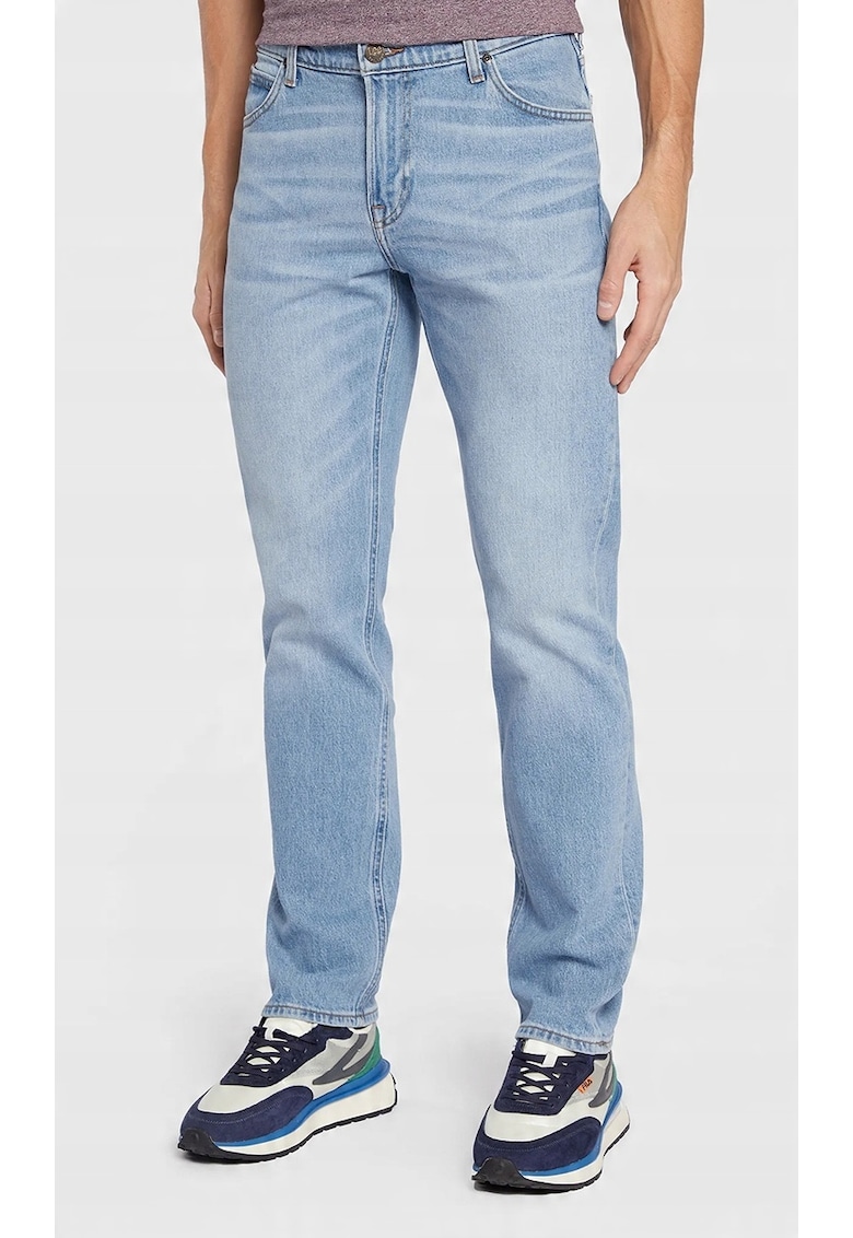 Blugi barbatesti West - relaxati - drepti - albastru - tesatura reciclata