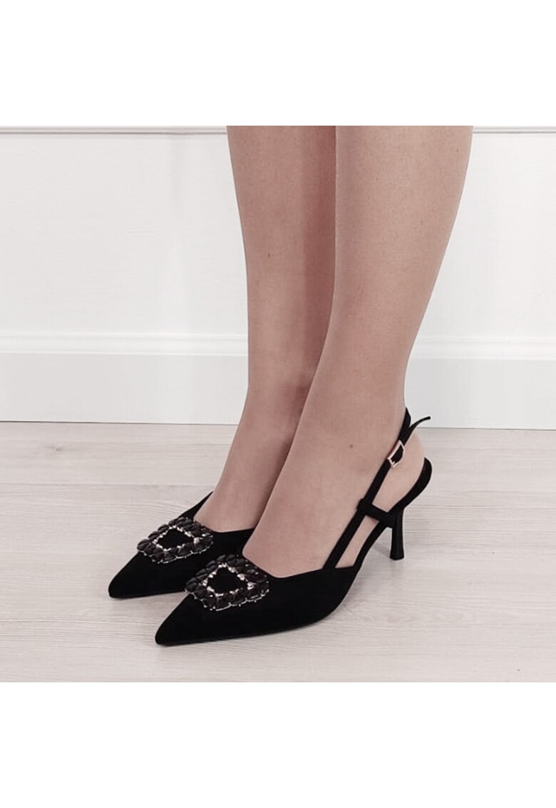 Pantofi negri eleganti cu brosa 1890 03 18987