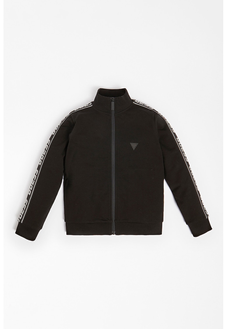 Bluza de trening cu fermoar si benzi laterale cu logo - Negru
