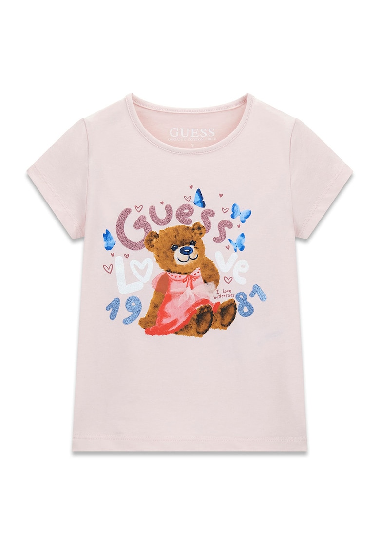 Tricou cu imprimeu logo - Roz pal