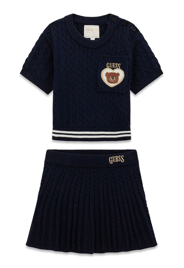 Set de tricou si fusta cu model torsade - 2 piese - Albastru ultramarin