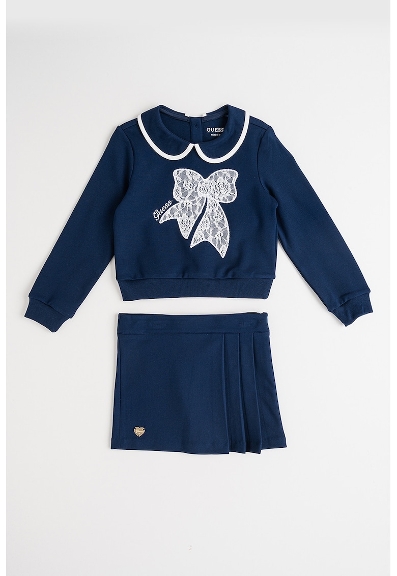 Set de fusta si bluza de trening cu guler Peter Pan - Bleumarin