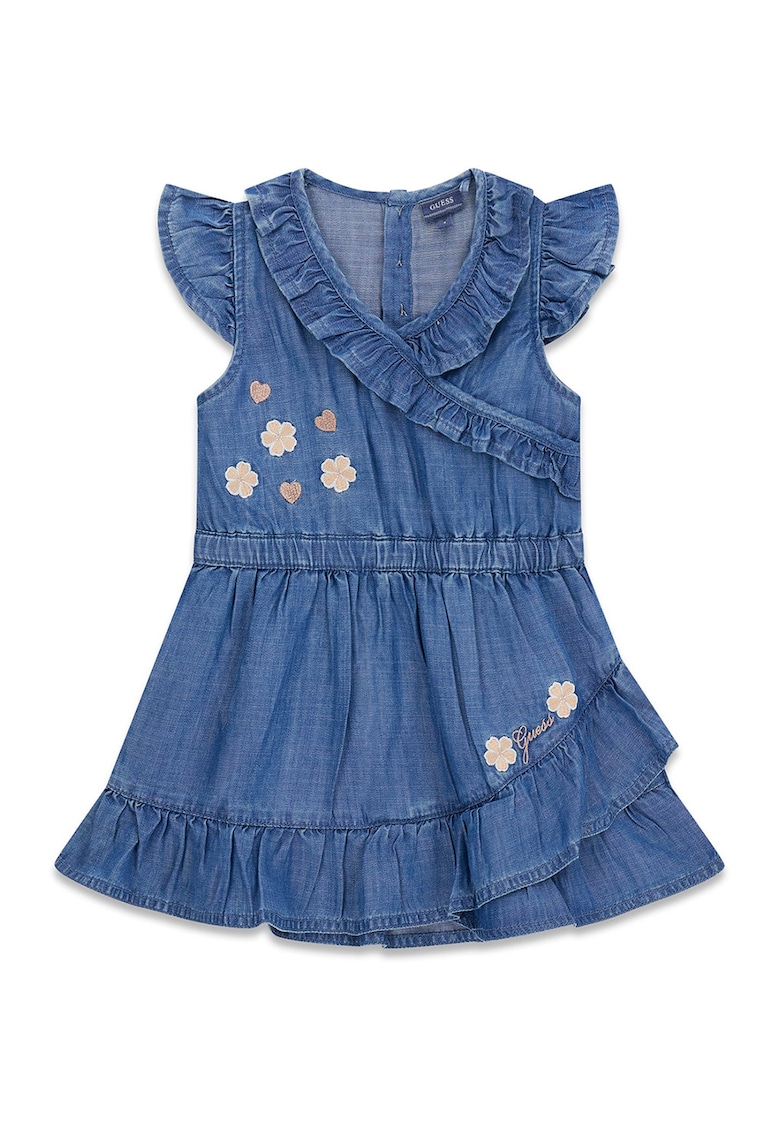 Rochie din lyocell cu decolteu cache-coeur - Albastru pastel