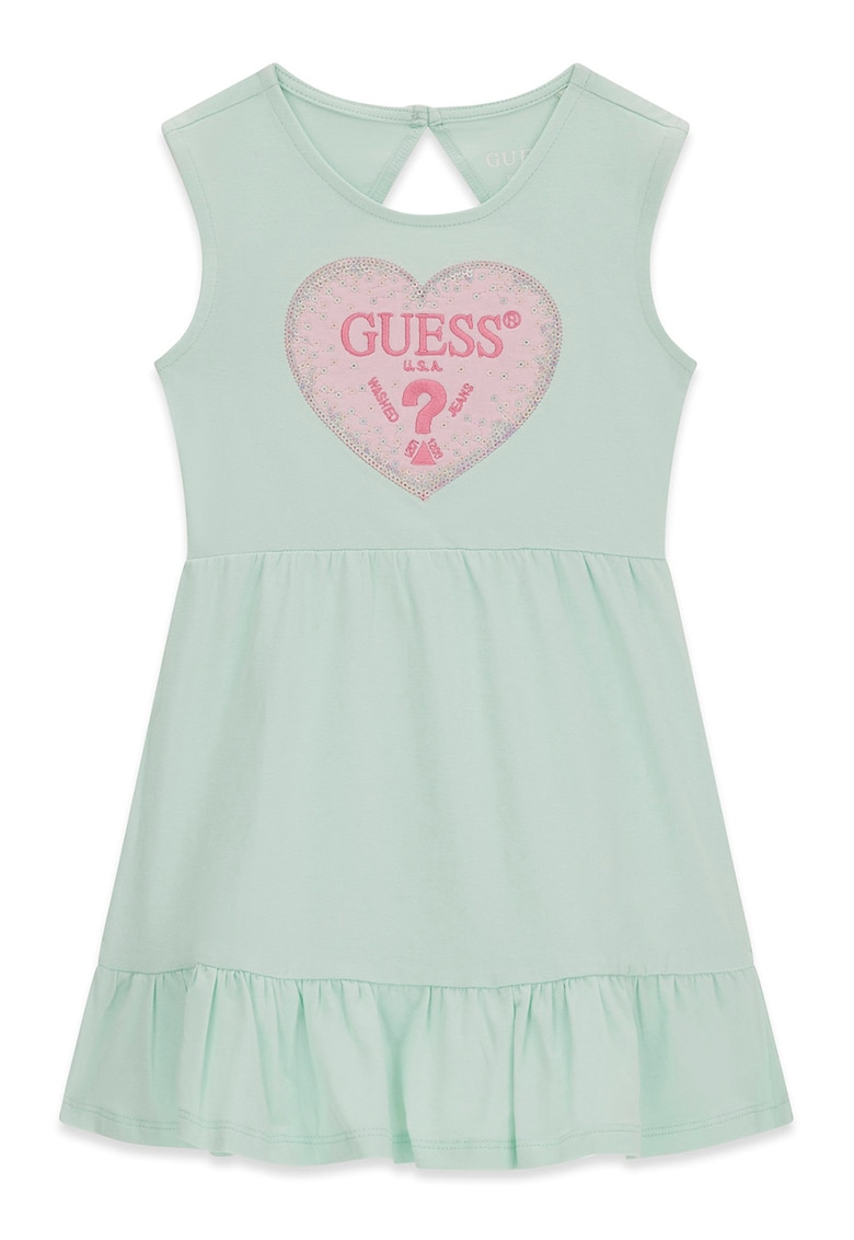 Rochie evazata cu imprimeu logo - Verde pal