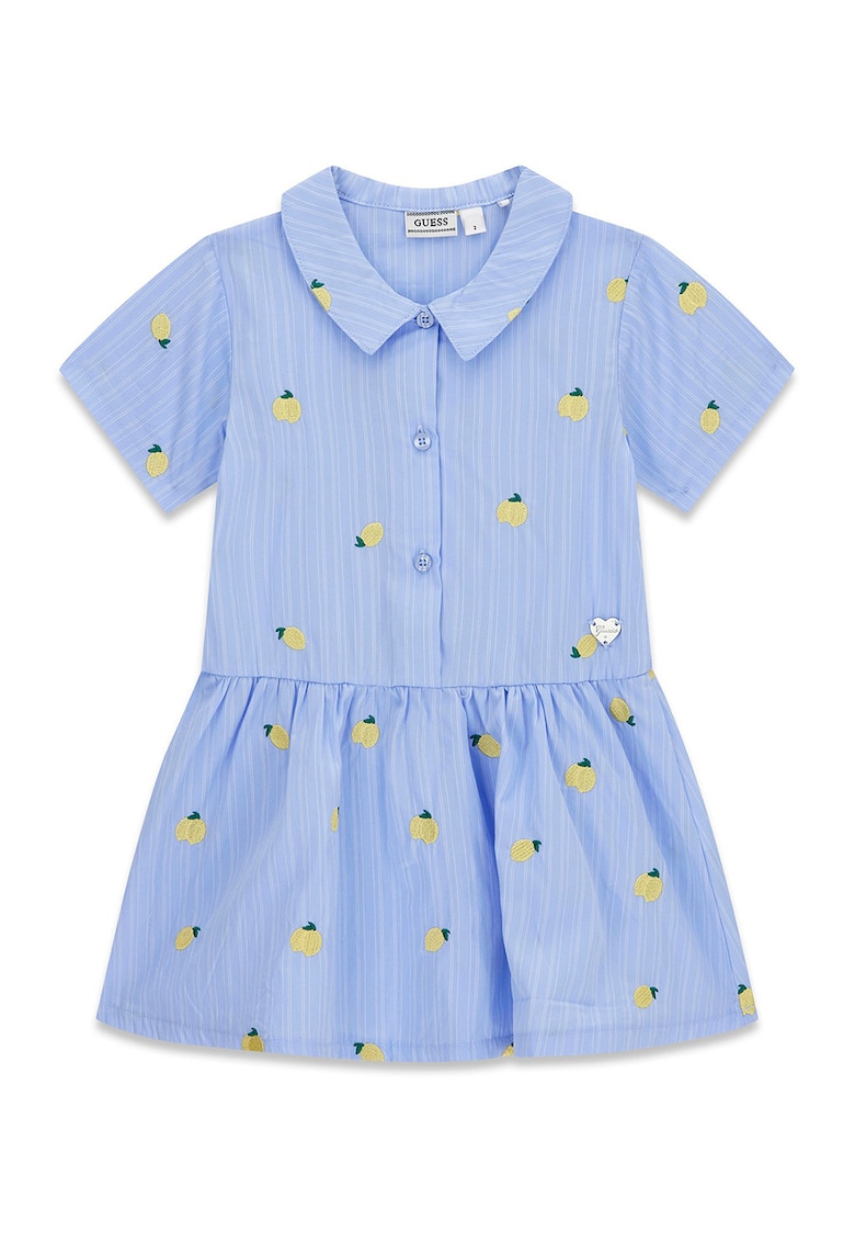 Rochie evazata cu broderii - Albastru pastel