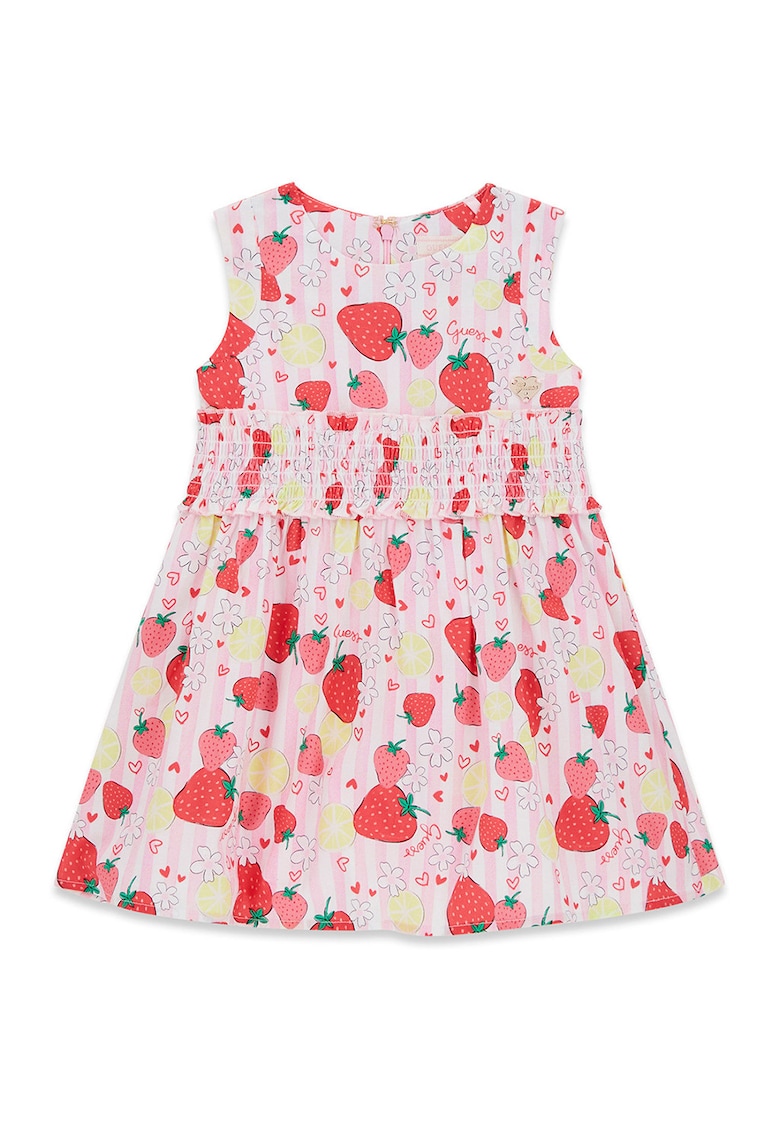 Rochie evazata fara maneci - Rosu/Roz deschis