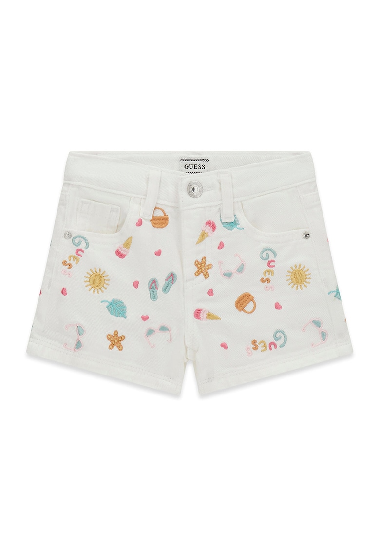 Blugi scurti cu broderie - Alb