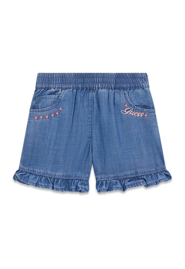 Blugi scurti din lyocell cu banda elastica in talie - Albastru denim