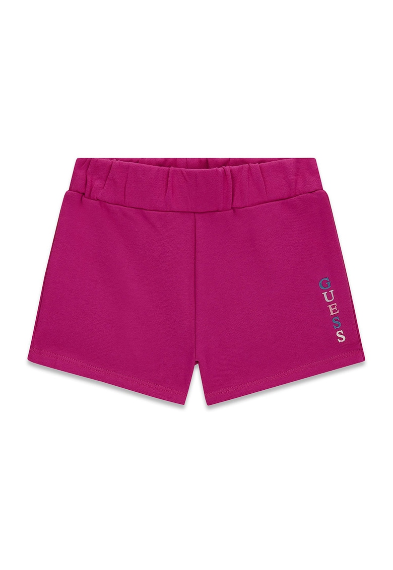 Pantaloni scurti din bumbac cu logo stralucitor - Roz zmeuriu