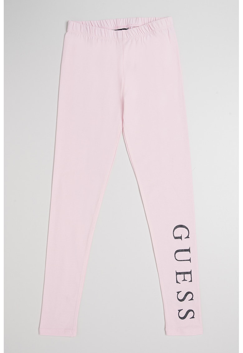 Colanti din amestec de bumbac cu imprimeu logo - Roz deschis