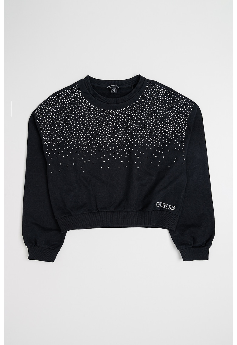 Bluza de trening din bumbac cu aplicatii din strasuri - Negru