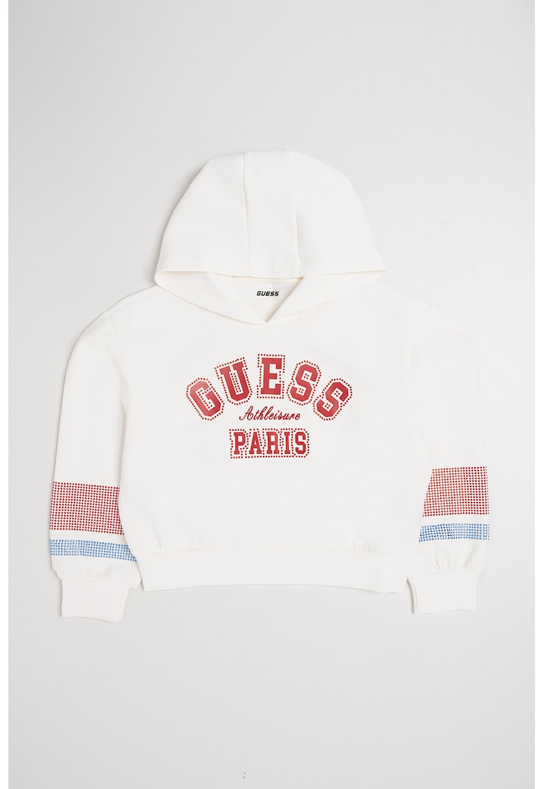 Hanorac din amestec de modal cu imprimeu logo - Rosu/Alb murdar