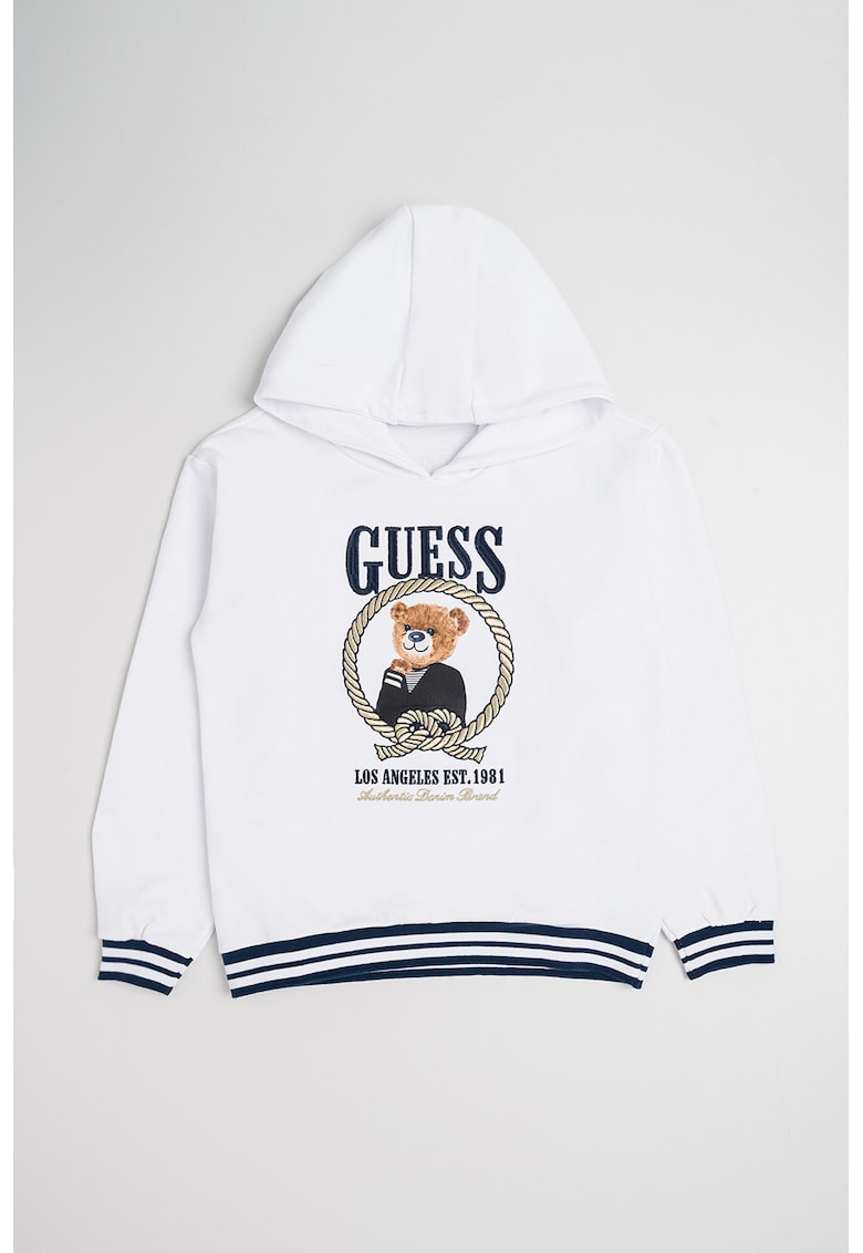 Hanorac din bumbac cu benzi contrastante si imprimeu - Alb/Auriu/Negru