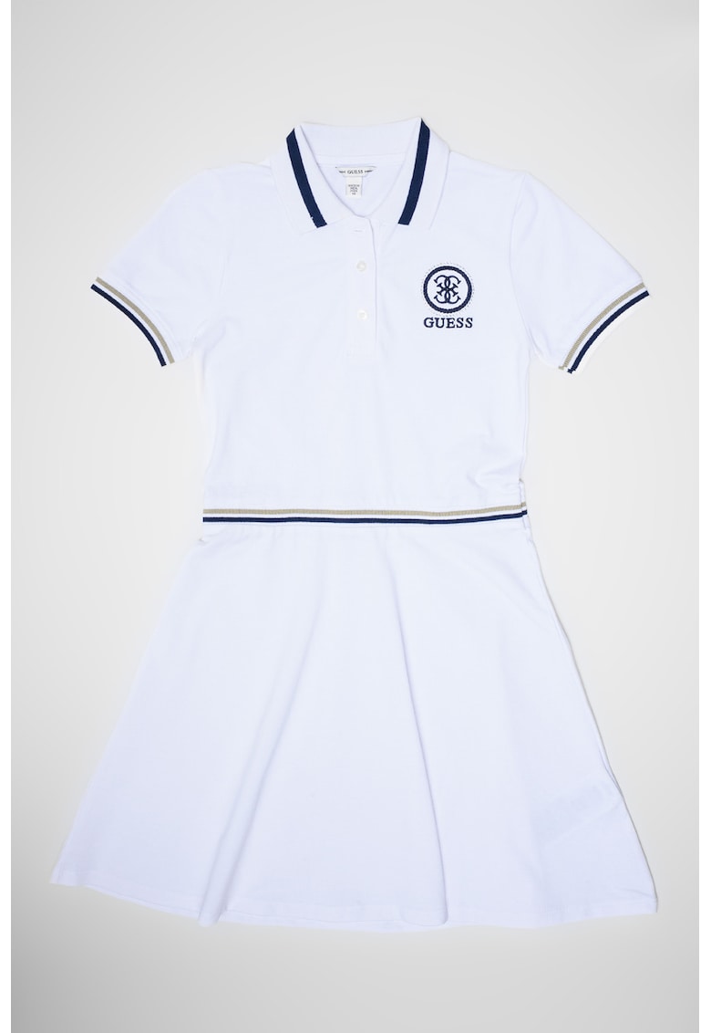 Rochie evazata cu detaliu logo - Alb