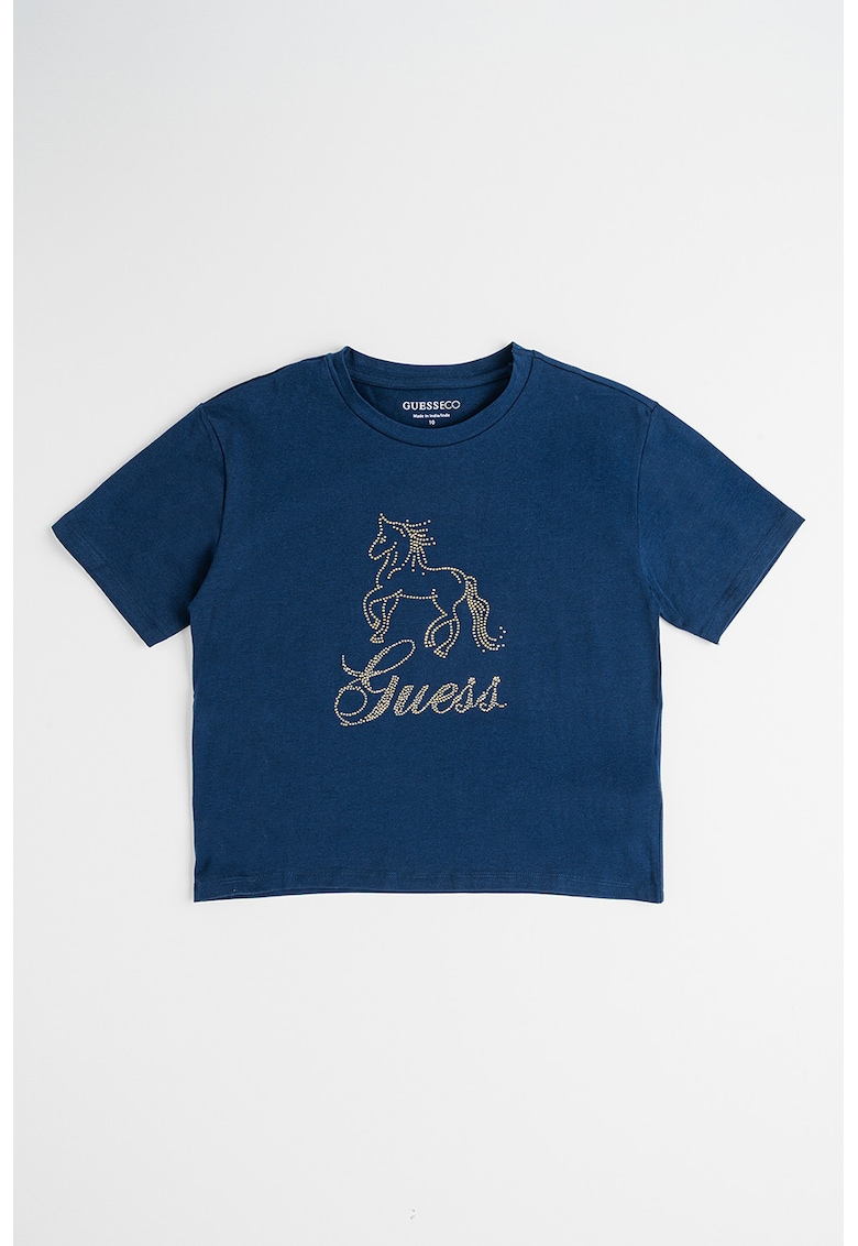 Tricou cu strasuri - Auriu/Bleumarin