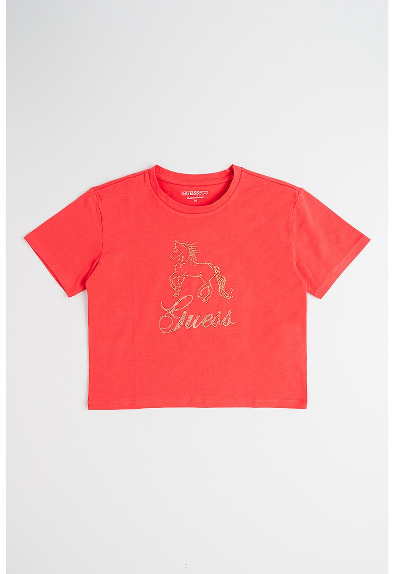 Tricou cu strasuri - Auriu/Coral