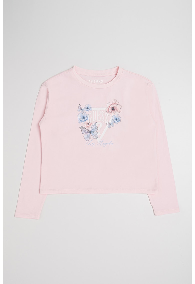 Bluza cu logo si imprimeu floral - Roz deschis