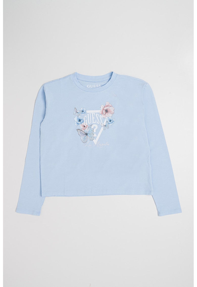 Bluza cu logo si imprimeu floral - Albastru deschis