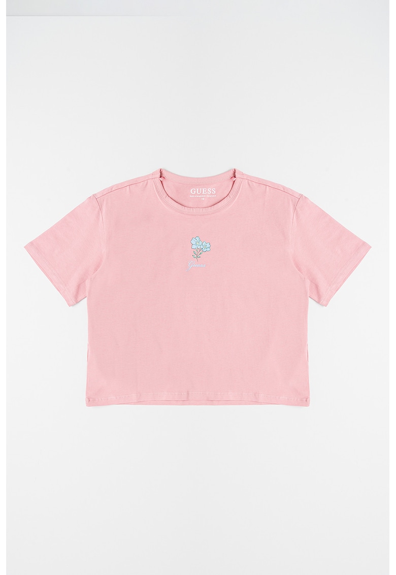 Tricou din amestec de bumbac cu detaliu cu imprimeu grafic - Verde/Roz pastel/Albastru