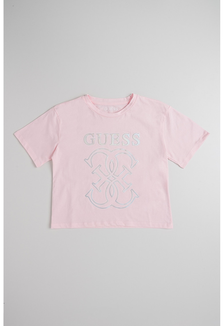 Tricou cu imprimeu logo - Roz pastel/Argintiu