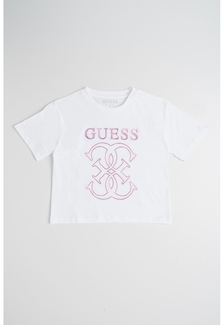 Tricou cu imprimeu logo - Alb/Roz orhidee