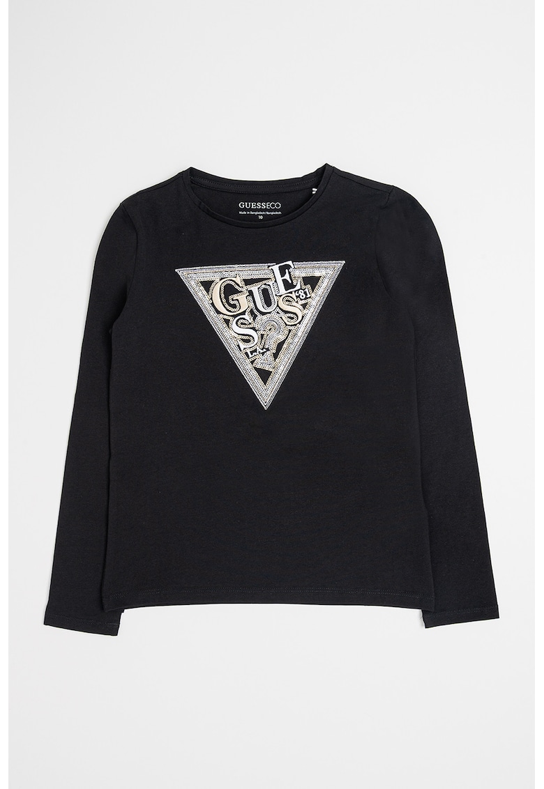 Bluza cu imprimeu logo cu paiete - Negru