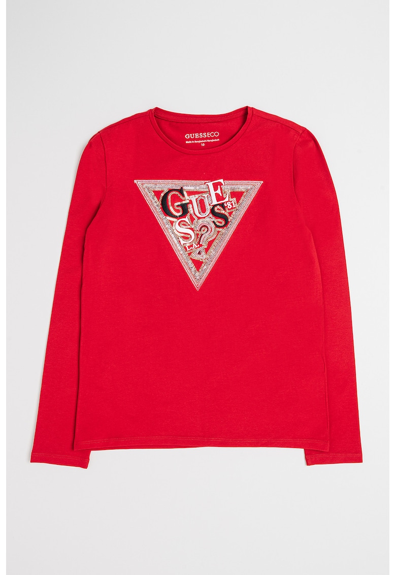 Bluza cu imprimeu logo cu paiete - Rosu