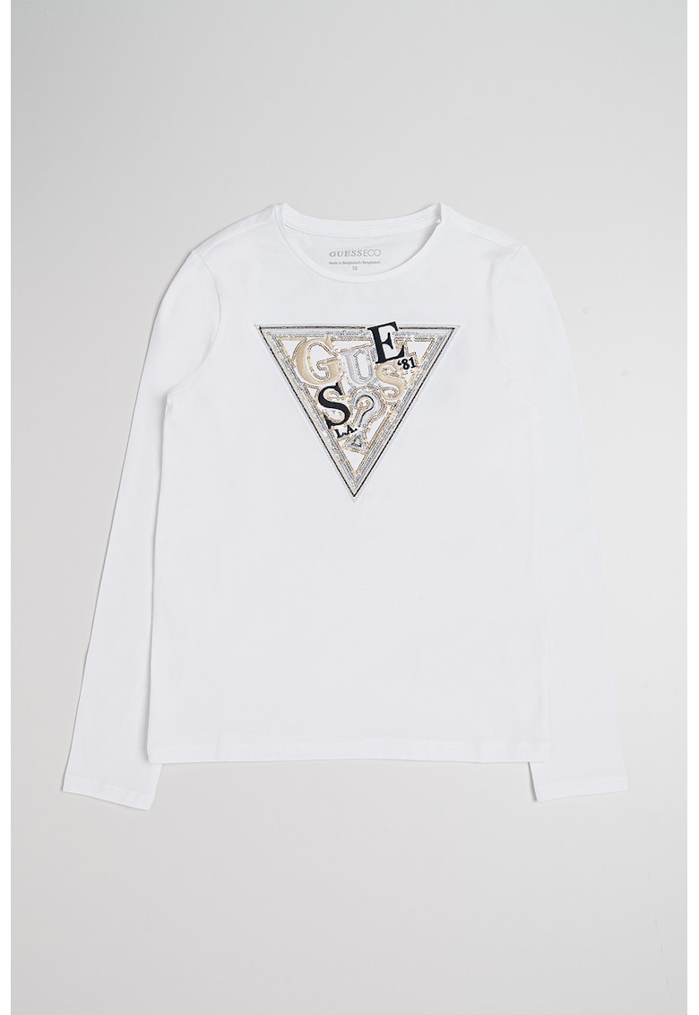 Bluza cu imprimeu logo cu paiete - Alb