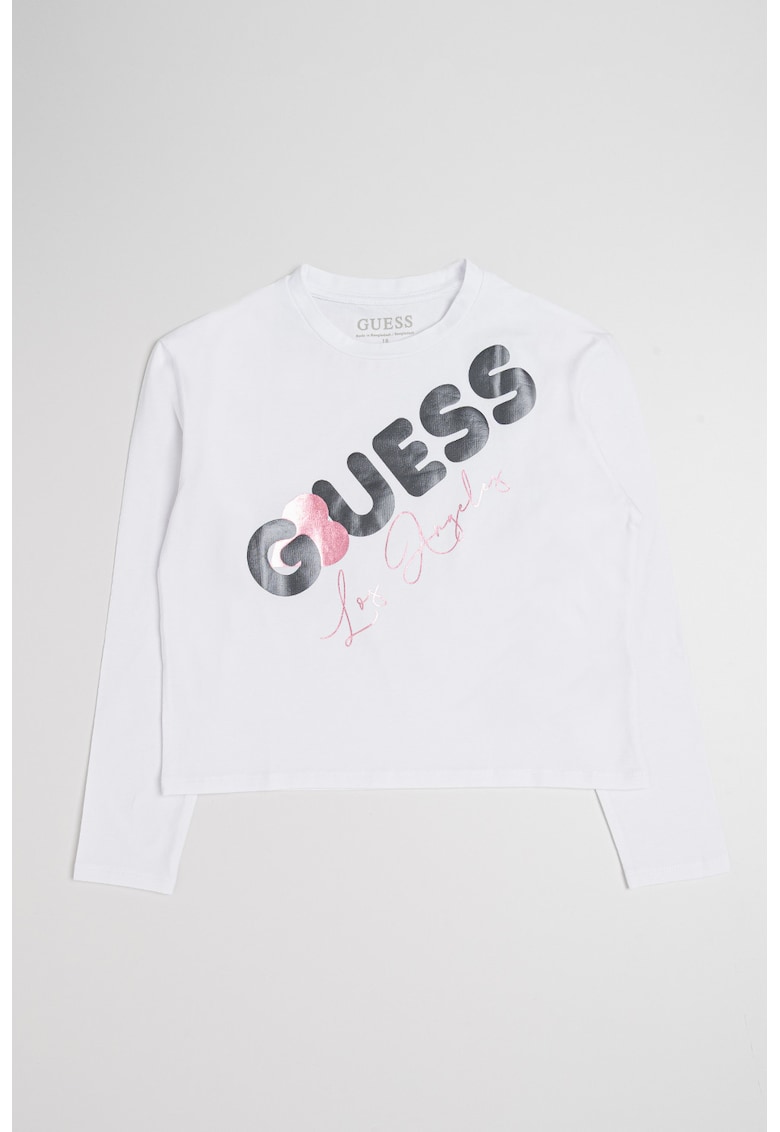 Bluza cu imprimeu logo - Alb/Roz deschis