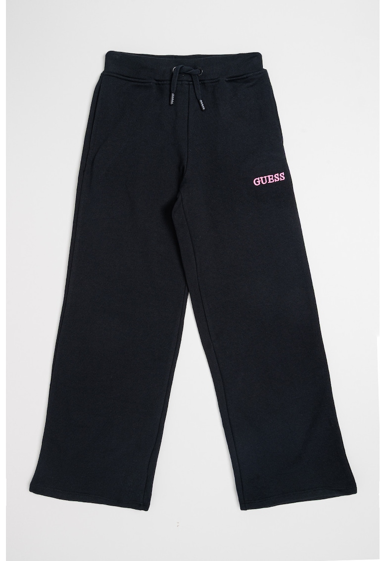 Pantaloni de trening cu croiala ampla si logo - Negru