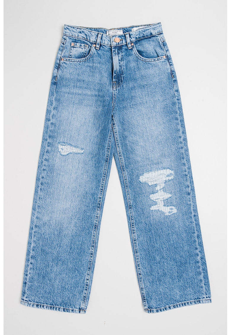 Blugi relaxed-fit cu perforatii - Albastru deschis