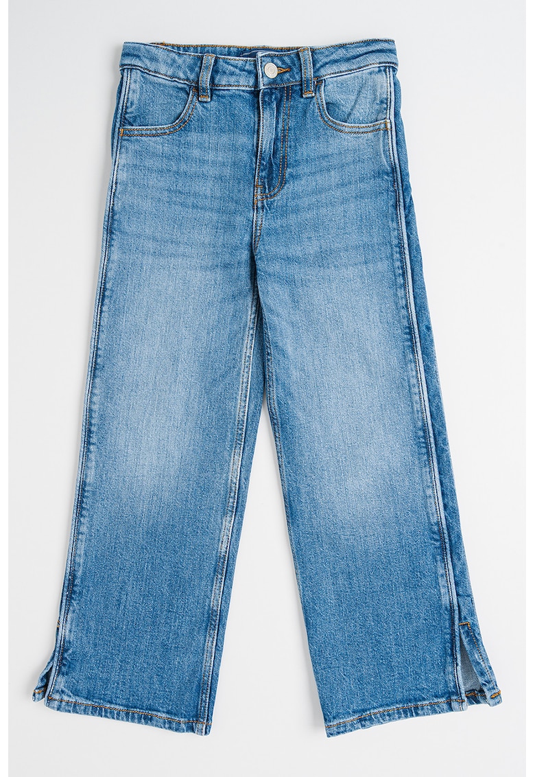 Blugi drepti cu slituri laterale - Albastru pastel