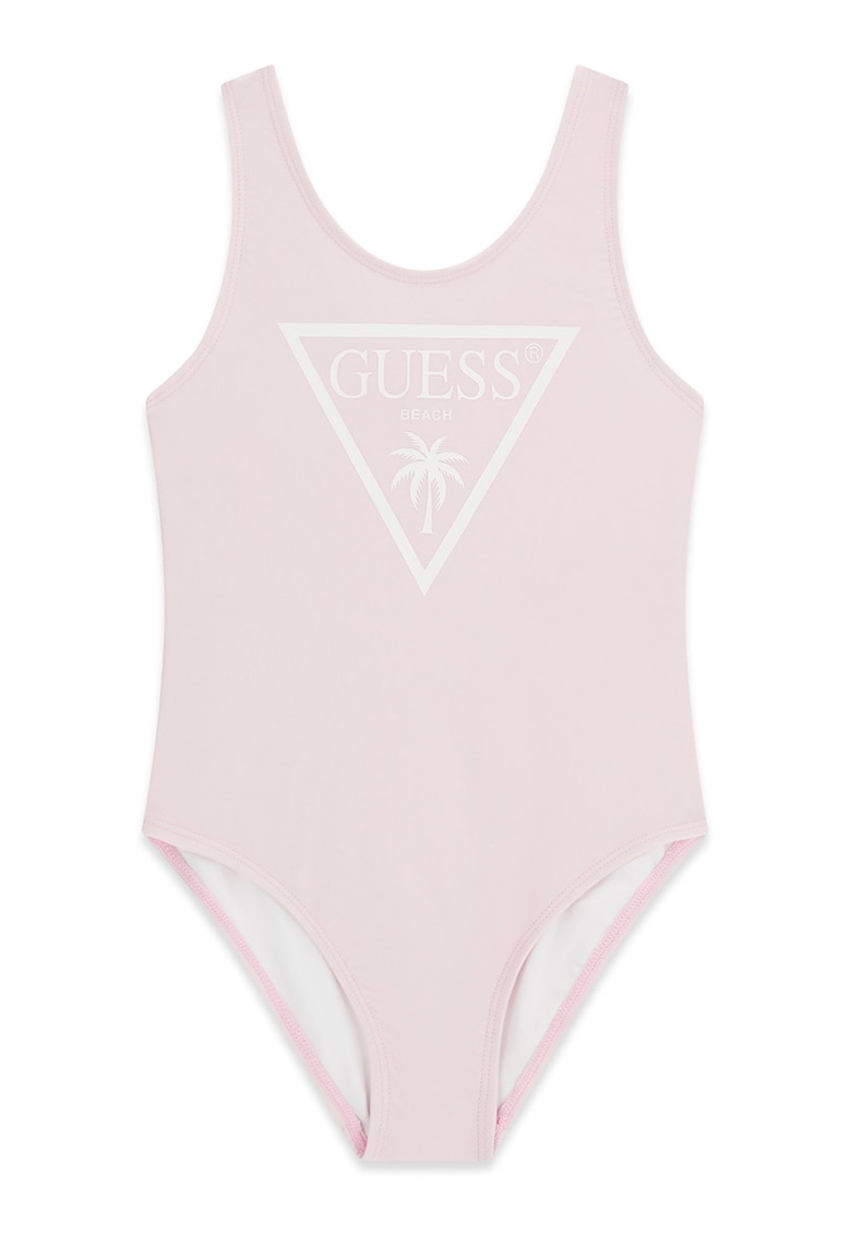 Costum de baie intreg cu logo - Roz pal