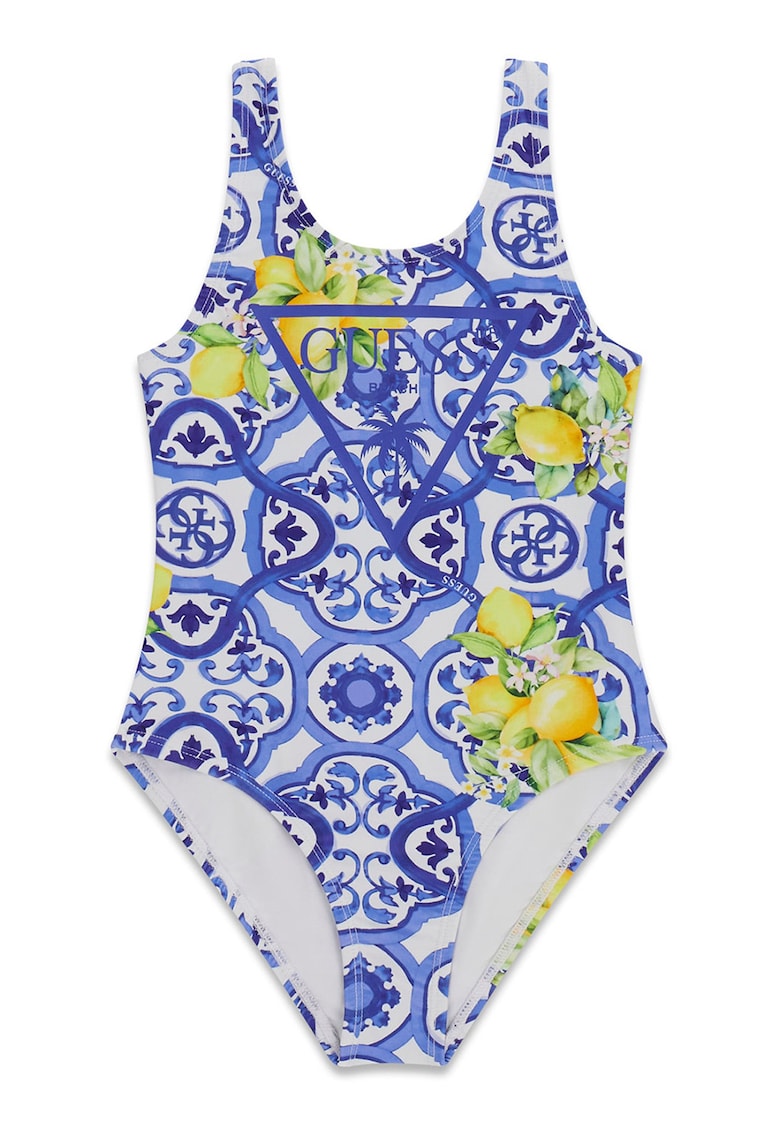 Costum de baie intreg cu model - Galben/Albastru