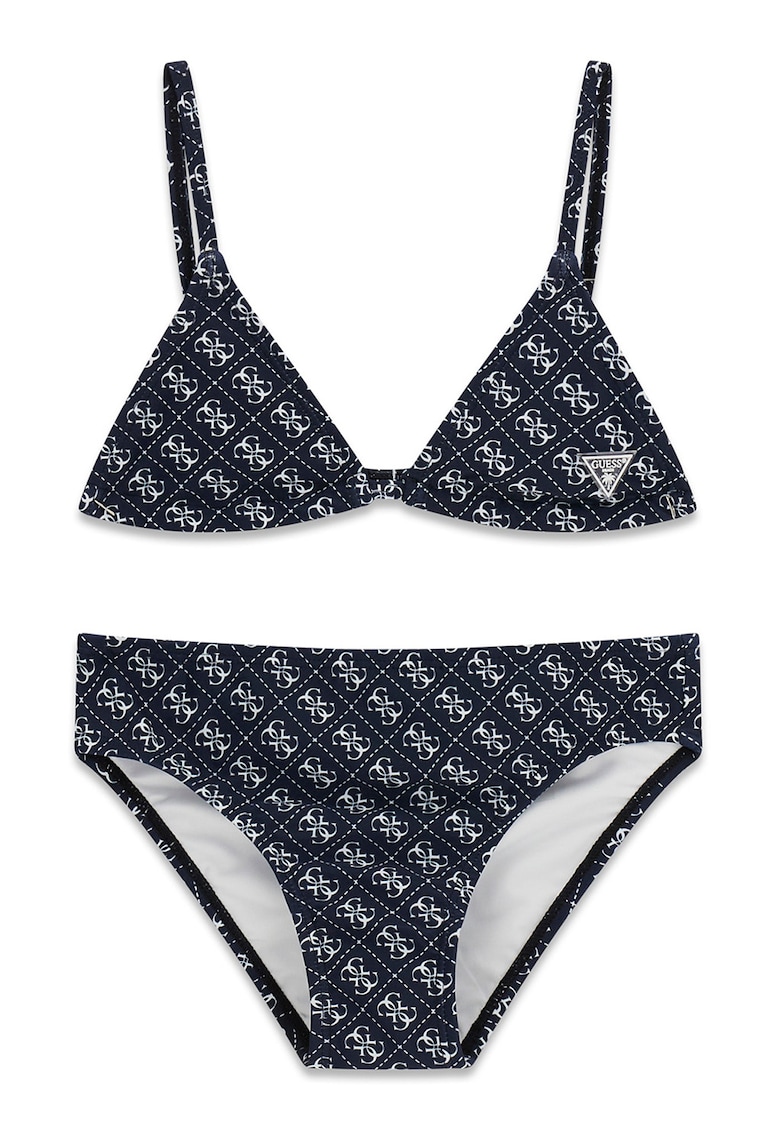 Costum de baie in doua piese cu logo - Negru/Alb murdar