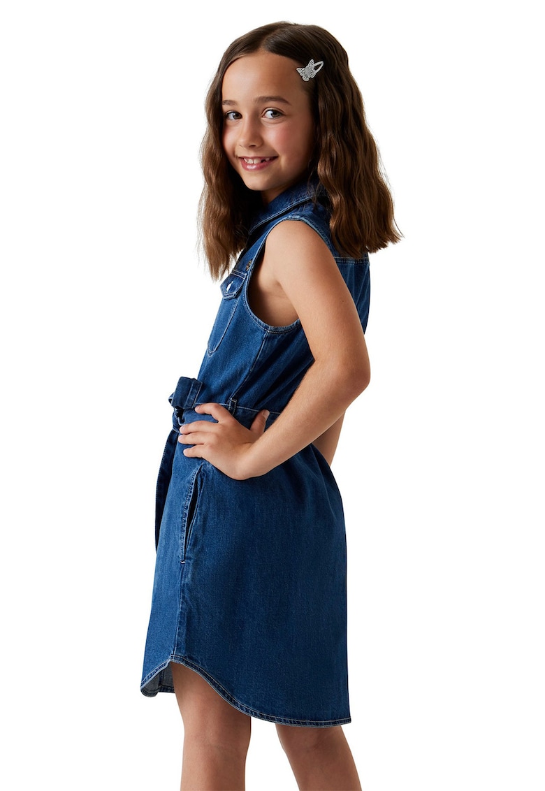 Rochie mini cu nasturi - Albastru denim