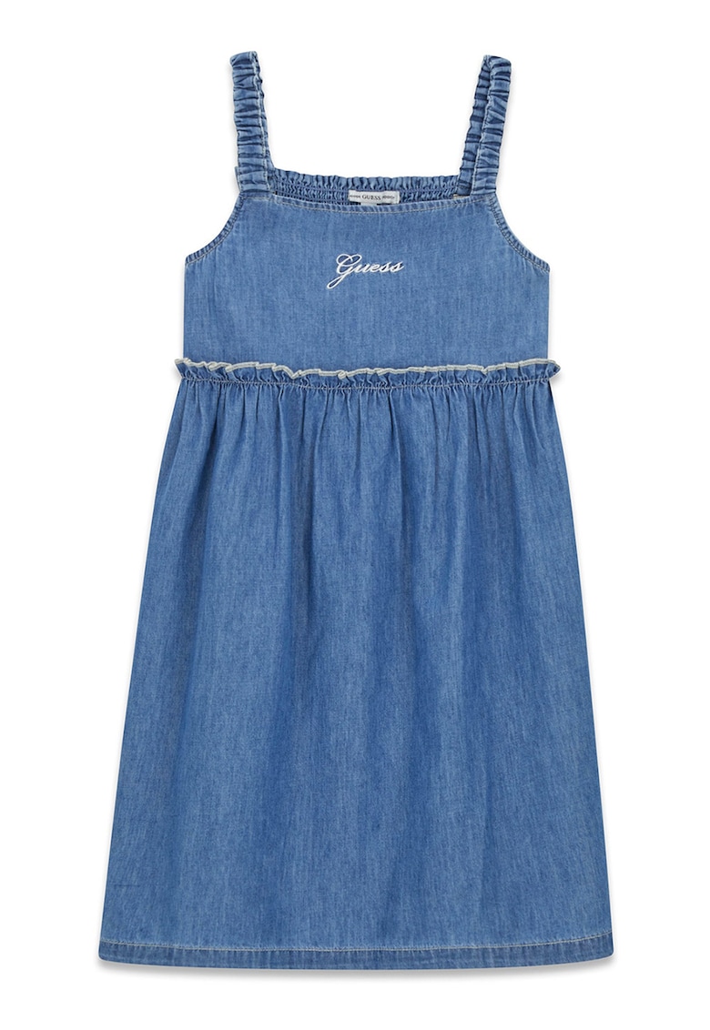 Rochie evazata din denim - Albastru melange