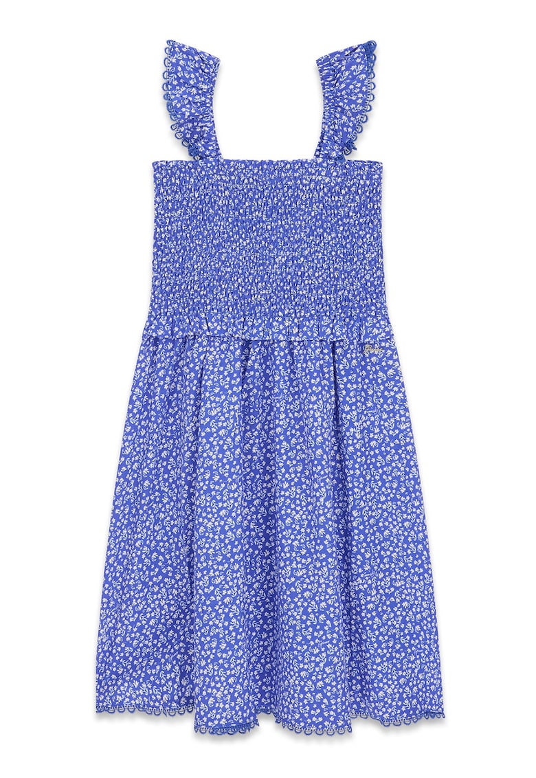 Rochie evazata cu imprimeu floral - Alb/Albastru
