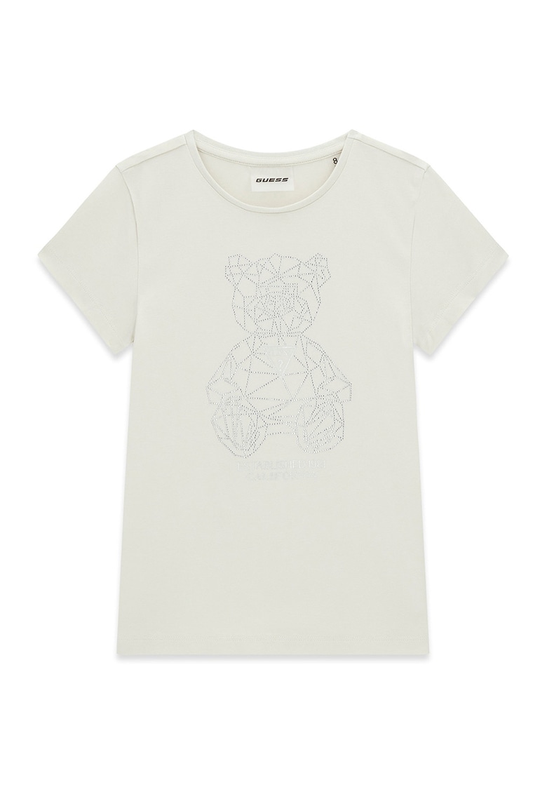 Tricou regular fit din amestec de bumbac cu logo - Alb murdar