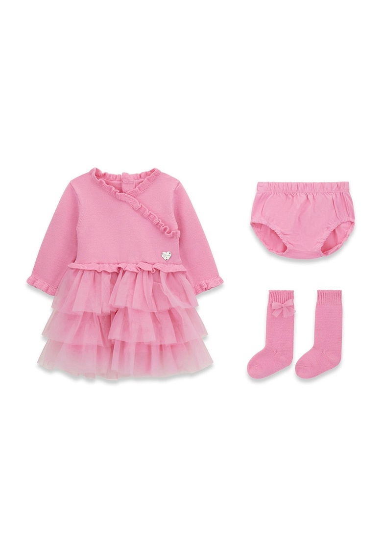 Set de rochie combi cu chiloti si sosete - 4 piese - Roz deschis