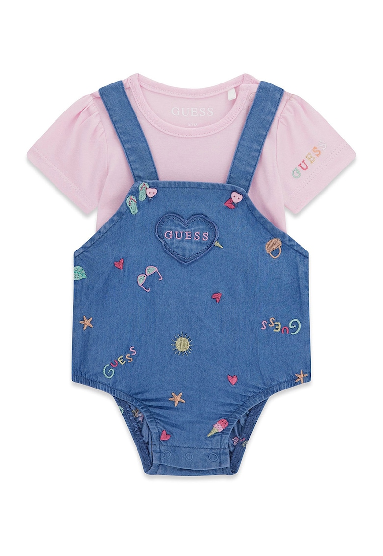 Set de body-uri cu model - 2 piese - Roz deschis/Albastru royal