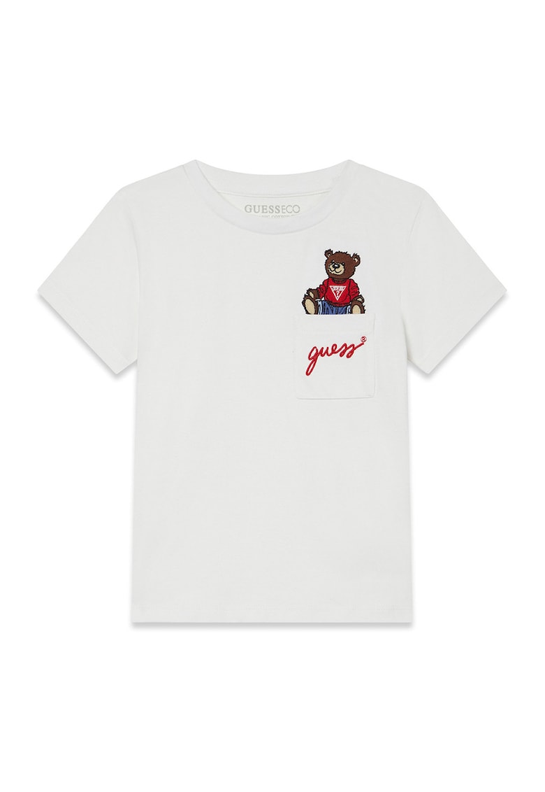 Tricou de bumbac cu logo brodat - Alb murdar