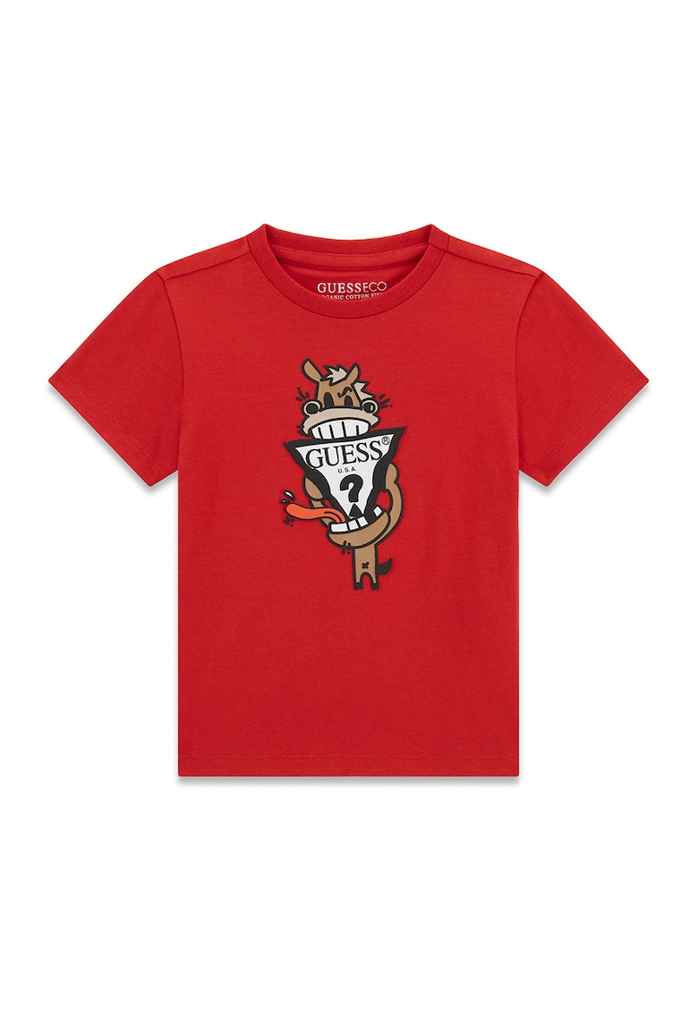 Tricou de bumbac cu imprimeu - Rosu vermillion