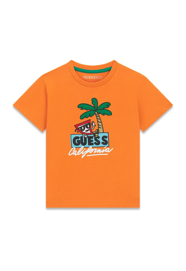 Tricou de bumbac cu imprimeu - Portocaliu mandarina