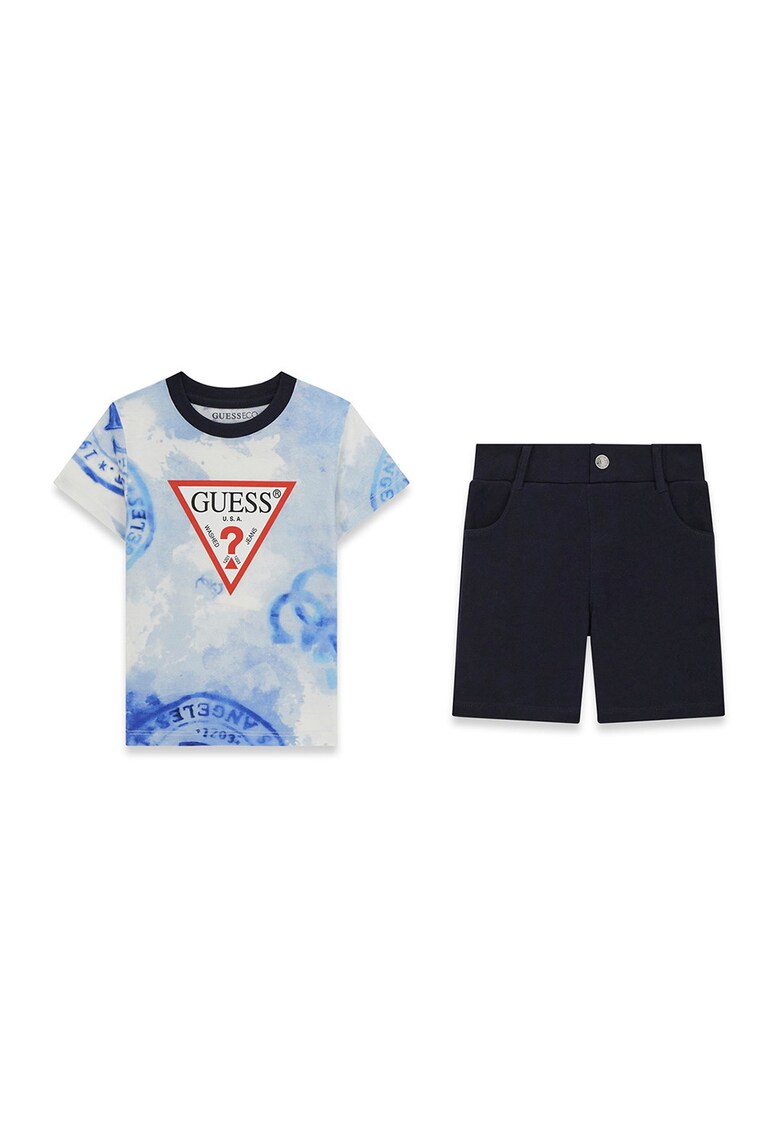 Set de tricou si bermude - Negru/Albastru pal