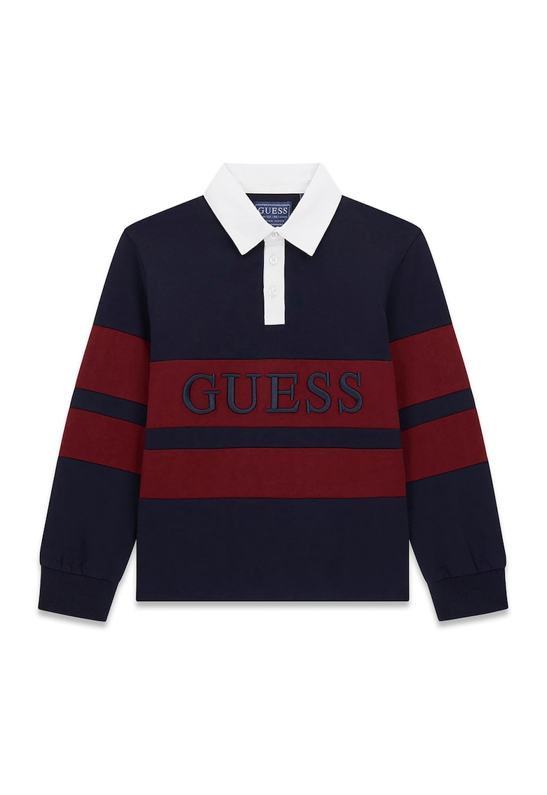 Bluza polo cu logo - Visiniu/Bleumarin