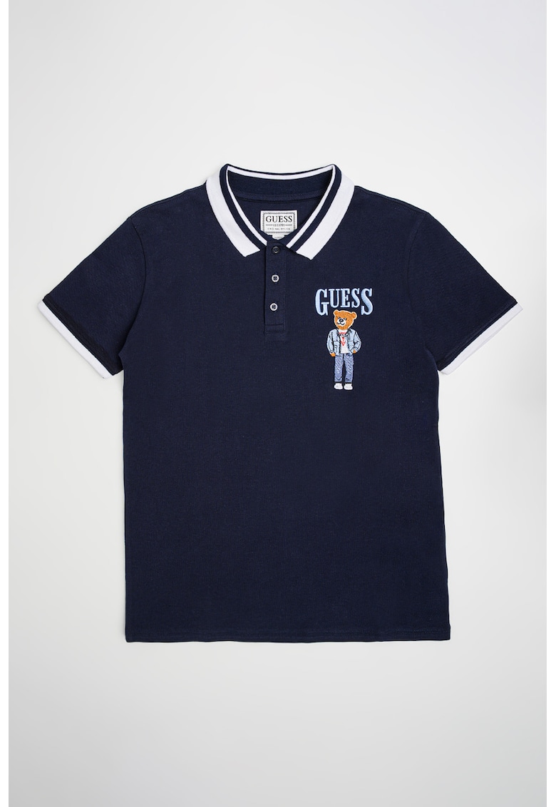 Tricou cu imprimeu logo si guler polo
