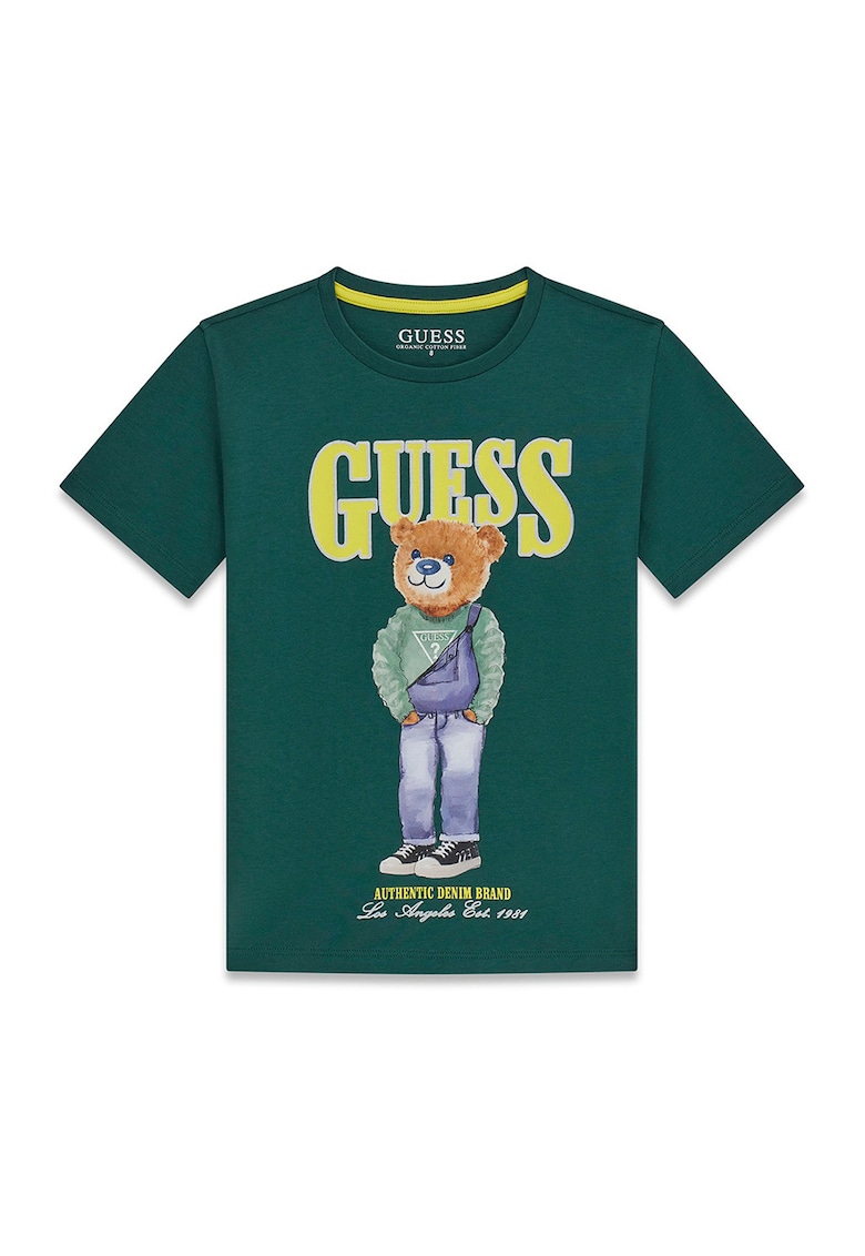 Tricou de bumbac cu model grafic - Verde englez